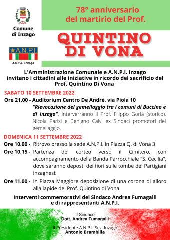 78° anniversario del martirio del Prof. Quintino Di Vona 