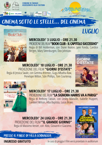 Rassegna CINEMA SOTTO LE STELLE... DEL CINEMA - Appuntamenti di luglio 2024